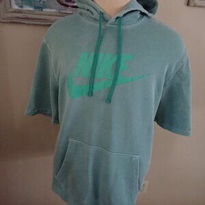 Nike Hoodie Men's XL Green Short Sleeve Pullover Big Logo Swoosh